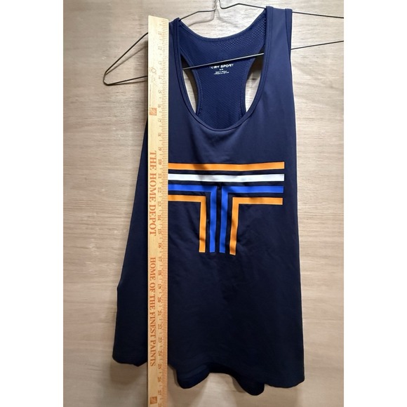 Tory Sport Graphic Print Scoop Neck Women's Tank Navy Orange White Size Medium - Picture 5 of 7